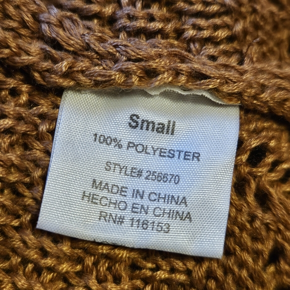 Poof New York Crochet Knit Tunic Top - Brown - Festival Boho - Size Small - Picture 6 of 8